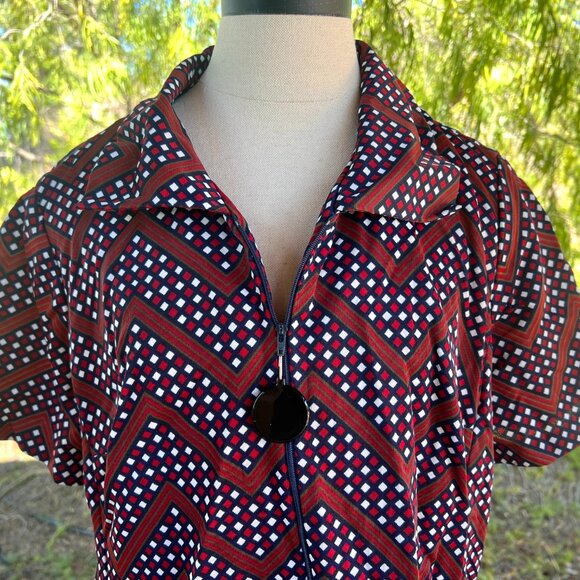 60's The Stroller - Half Zip Up Dress - Abstract Print - Size Large - XLarge - Picture 6 of 9